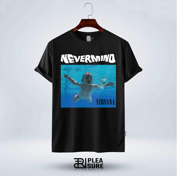 Kaos Band Nirvana Nevermind Baju Band Nirvana Nevermind Pleasure  Hitam, S