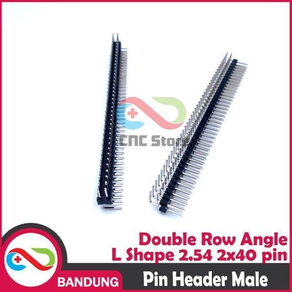 Jual PIN HEADER MALE STRIP DOUBLE ROW ANGLE L SHAPE 2X40 2.54MM BLACK ...