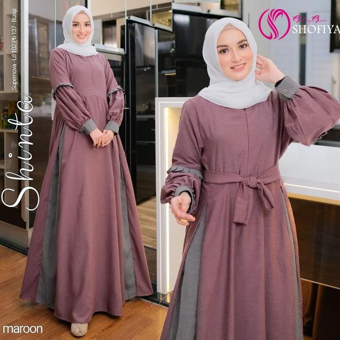 Gambar Gamis remaja Pesta Kekinian Premium Jumbo Syari Wanita Terbaru Modern - MAROON, All Size dari evanzora store undefined Tokopedia