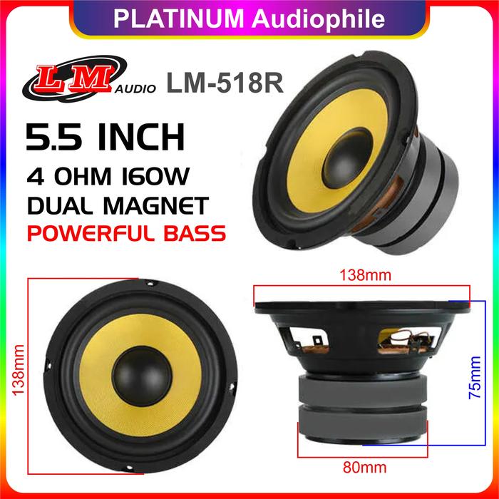 Gambar Speaker Full Range Bass 5 6 8 Inch Hifi Fullrange Mid Bass Mid Woofer - 5.5" LM-518R dari PLATINUM Audiophile undefined Tokopedia