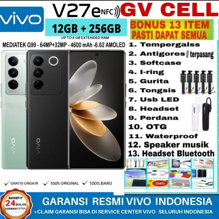 Gambar VIVO V27 5G 16GB (8GB +8GB)EXTENDED ROM 256GB GARANSI RESMI VIVO - V27E 8GB BLACK, NO BONUS dari gv cell undefined Tokopedia