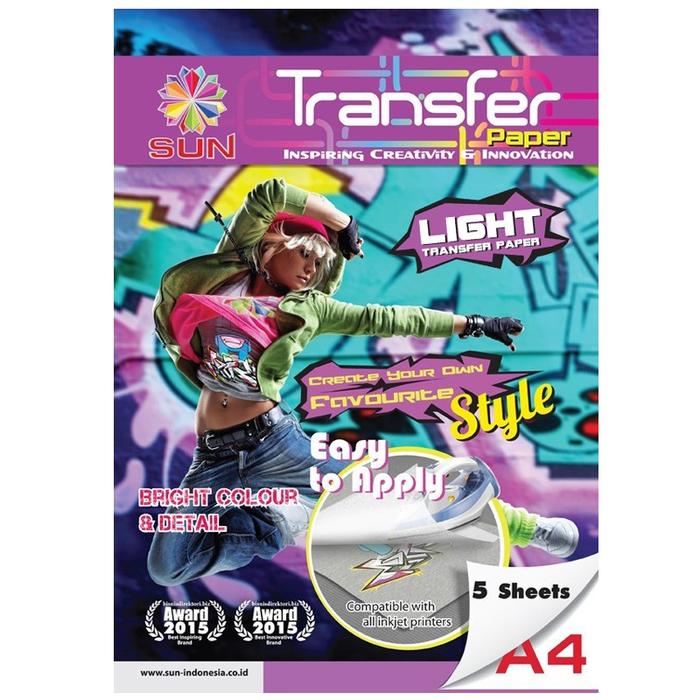 Gambar Kertas Sablon Kaos Katun Gelap / Cerah A4 - SUN Next Generation Transfer Paper Dark / Light - Light A4, Surabaya dari Sun Indonesia undefined Tokopedia
