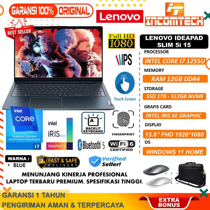 Gambar LENOVO Ideapad Slim 5 5i 15 Core i7 1255u GEN12 Ram 12GB SSD 1TB TOUCH - BARU EX DISPLAY, 12GB - 512GB dari INCOMTECH.ID undefined Tokopedia