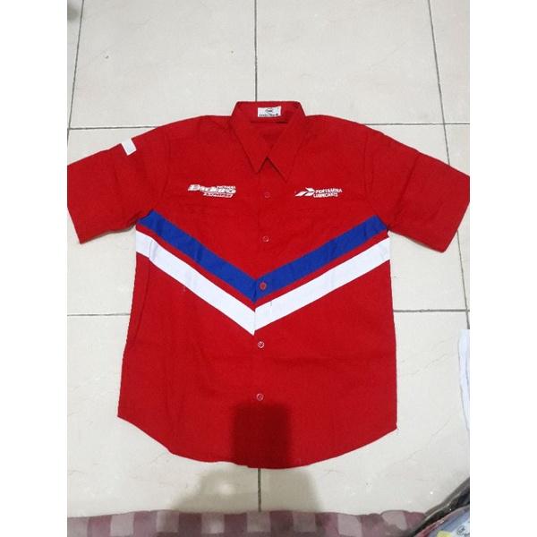 Gambar KEMEJA SERAGAM SPBU PERTAMINA ENDURO EXPRESS FULL BORDIR - Merah, XXL dari NAQI ATRIBUT II undefined Tokopedia