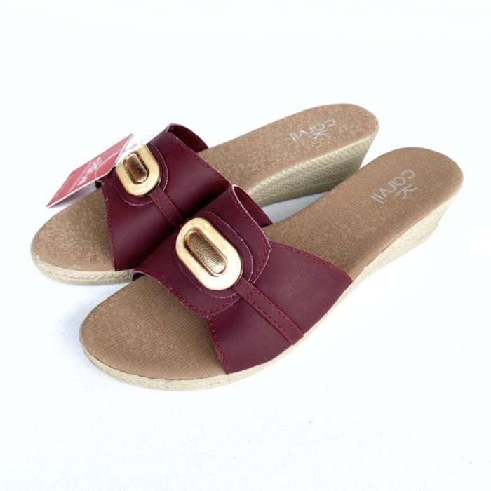 Gambar Sandal wedges carvil / sandal slop wanita / sandal cewek wedges murah - Maroon, 39 dari mita'shoes undefined Tokopedia