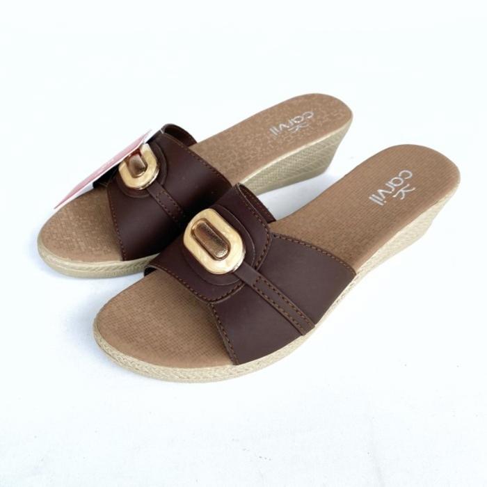 Gambar Sandal wedges carvil / sandal slop wanita / sandal cewek wedges murah - Cokelat, 38 dari mita'shoes undefined Tokopedia