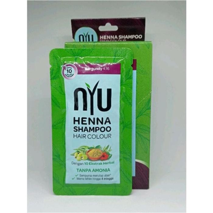 Gambar NYU HENNA SHAMPOO HAIR COLOUR 1 BOX ISI 4 SACHET 20ML - Burgundy dari Menang Mart undefined Tokopedia