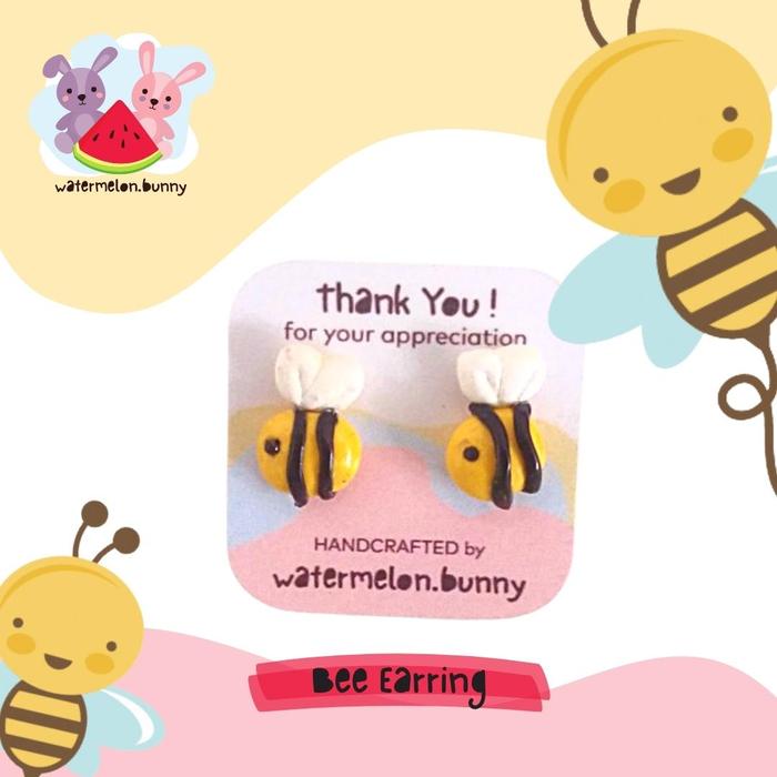 Gambar Anting Plastik Tusuk Anak Perempuan Lebah Polymer Clay Stud Earring dari watermelon.bunny undefined Tokopedia