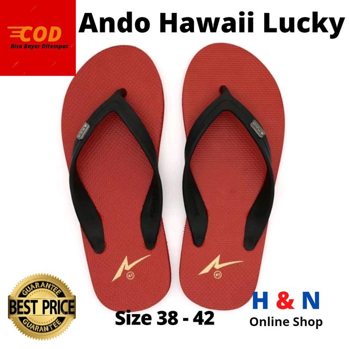 Gambar H&N Online Shop - Sandal Jepit ANDO Hawaii LUCKY Ready Size 38-42 - Merah / Hitam, 39 dari H&N Online Shop undefined Tokopedia