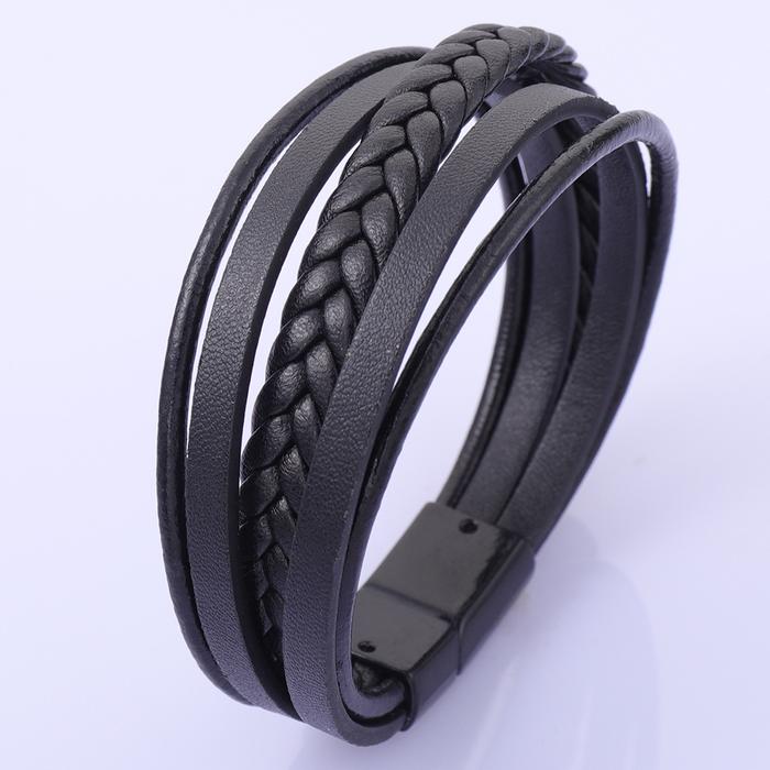 Gambar Gelang Kulit Kepang 2022 Punk Style Braided Leather Pria Coklat - Hitam, 18cm dari Dewok helm undefined Tokopedia