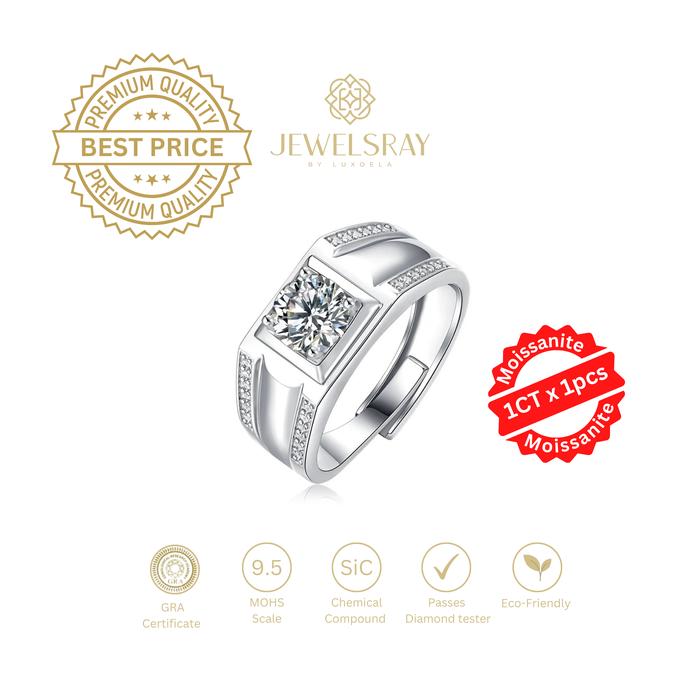 Gambar Cincin Pria Aaron Moissanite Man Ring Adjustable Elegant Fancy Ring - Tanpa Gift dari Luxoela undefined Tokopedia
