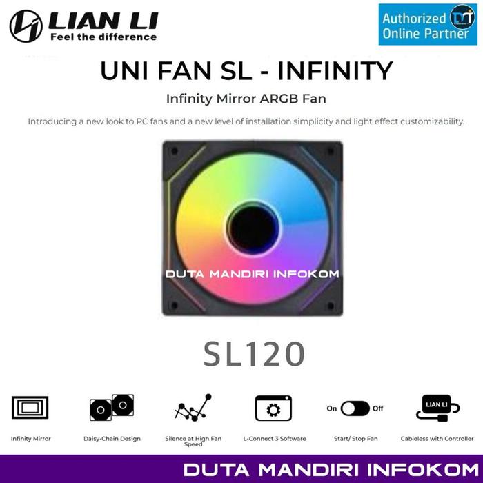 Gambar Lian Li Uni Fan SL INFINITY 120 I 140 - Mirror ARGB Fan Single Pack - SL120 Black dari Duta Mandiri Infokom Kota Administrasi Jakarta Pusat Tokopedia