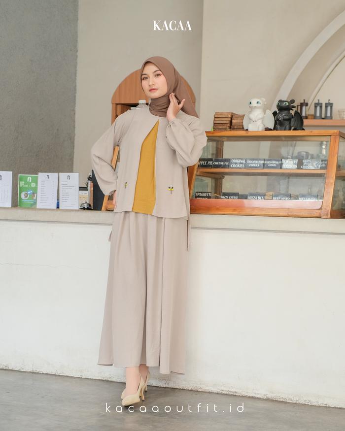 Gambar Aura Set By Kacaaoutfit.id - Cream Mustard, S dari KACAA OUTFIT OFFICIAL undefined Tokopedia