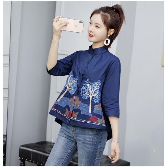 Gambar BAJU BLOUSE WANITA LENGAN PANJANG MOTIF POHON HARGA GROSIR TERMURAH - Putih (Type A) dari Toko Ganteng & Cantik undefined 3 Tokopedia