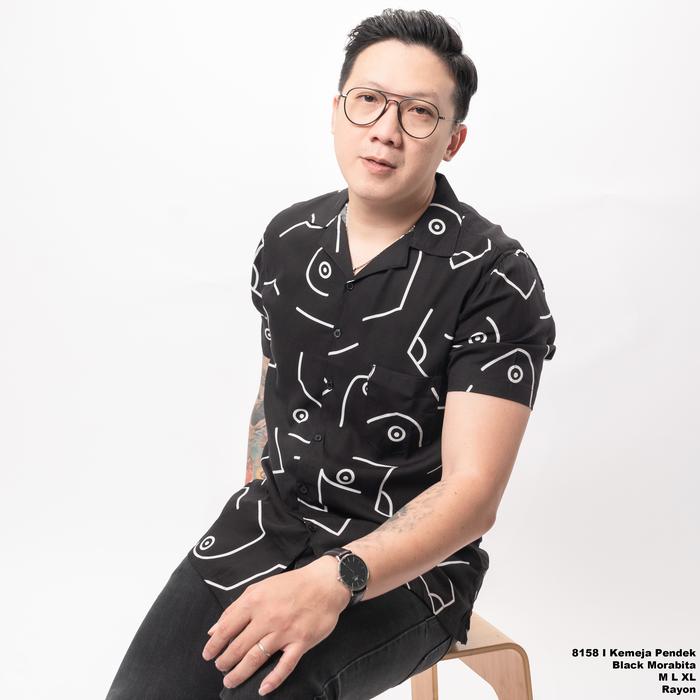 Gambar Jane Frey Clothing 8158 I Kemeja Pendek Pria Black Morabita - L dari Jane Frey Clothing undefined Tokopedia