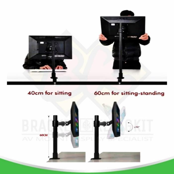 Gambar Bracket Monitor Stand /Monitor Arm /Adjustable Monitor desk clamp - Lengan Pendek dari Bracket Tividi undefined Tokopedia