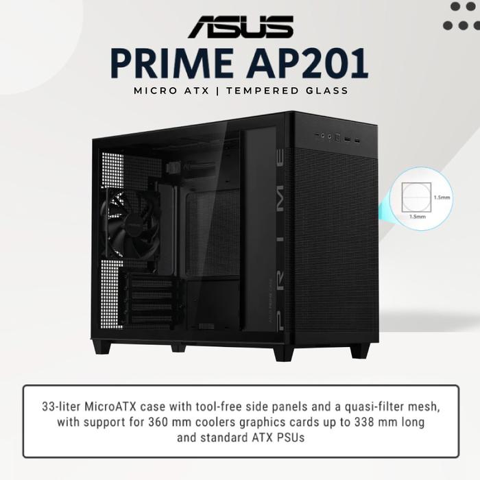 Gambar ASUS Prime AP201 Tempered Glass MicroATX Case - BLACK dari Lezz Computech Kota Administrasi Jakarta Utara Tokopedia