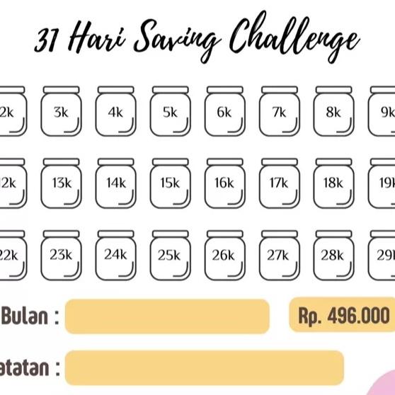 Gambar SAVING MONEY 50 & 100 DAY + BOX TABUNGAN AMPLOP SAVE MONEY CHALLENGE - 12 bulan dari Ryukishoppper14 undefined 5 Tokopedia