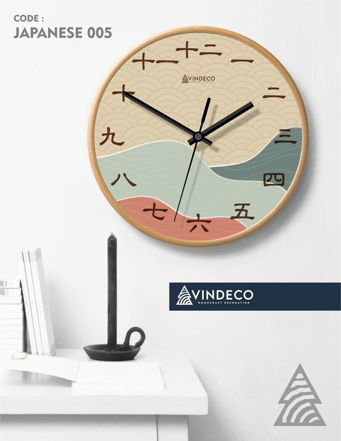 Gambar JAM DINDING KAYU / JAPANESE / JAPANESE STYLE / HARAJUKU / VINDECO - JAPANESE 005, 20 CM + STAND dari VINDECO undefined Tokopedia