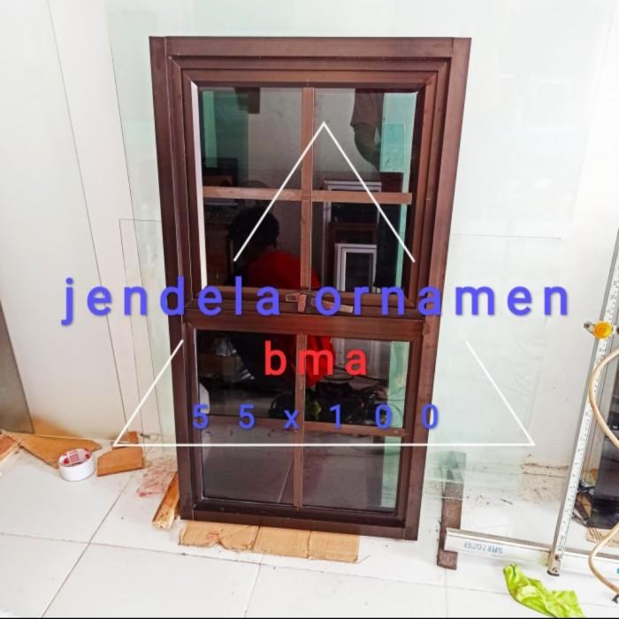 Gambar jendela aluminium 80x120 ornamen (gandeng 2 hidup) - Putih, polos/bening dari bmaluminium undefined 4 Tokopedia