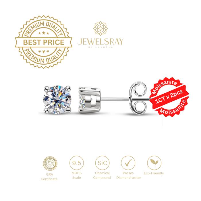 Gambar Anting Darcie Moissanite Earring Diamond Look Lamaran Kawin Tunangan - Tanpa Gift, 1 Carat x 2 dari Luxoela undefined Tokopedia