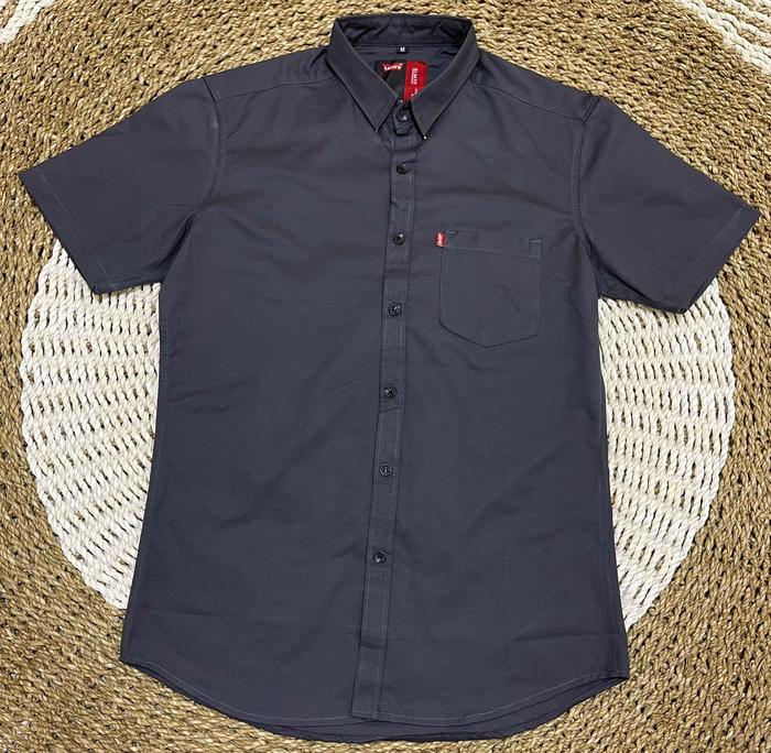 Gambar KEMEJA PRIA LENGAN PENDEK WARNA NAVY (BIRU DONGKER) - Abu-abu, M dari Watcherr Store undefined Tokopedia