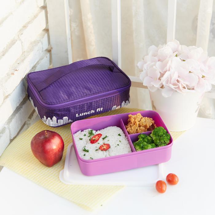 Gambar Lunch Fit  satu set dengan kotak makan sekat Pink - Ungu dari CPM Shop_NEW undefined Tokopedia