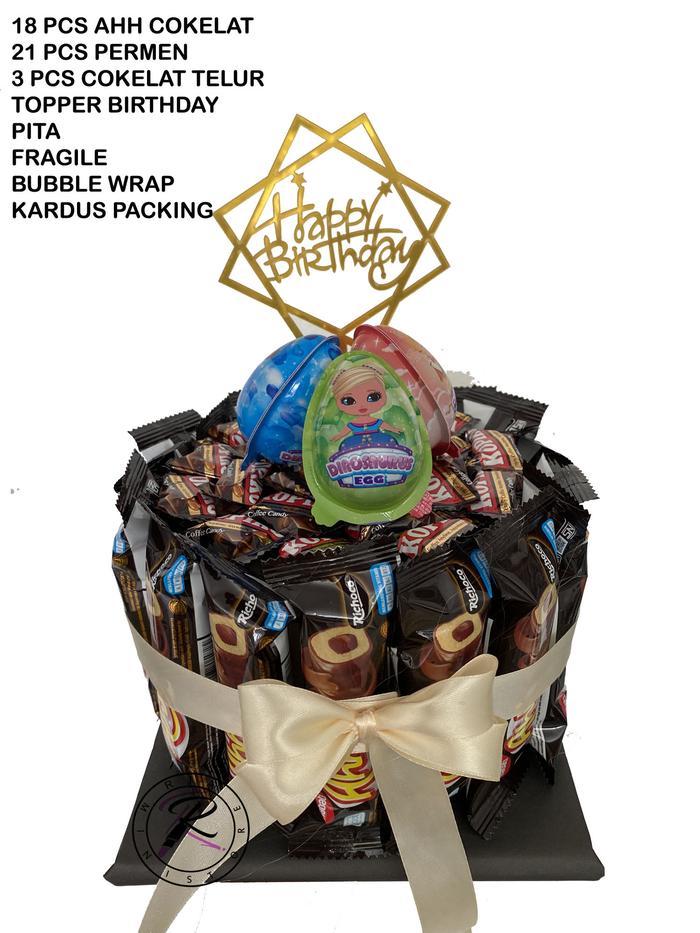 Gambar Snack Tart/Snack Tower/Snack Cake Kado Ulang Tahun/Kue Ulang Tahun 14c - ahh cokelat, telur dino dari ria ministore undefined Tokopedia