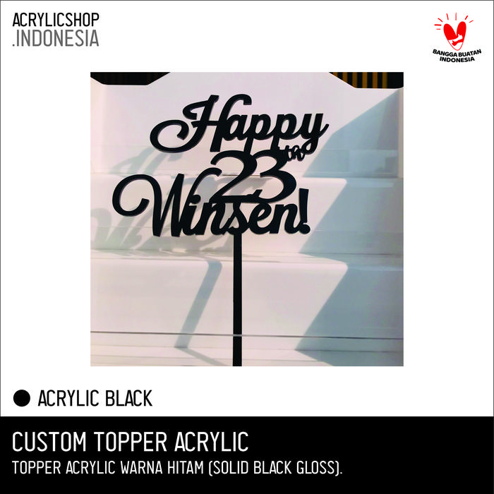 Gambar Topper Acrylic Custom / Custom Topper Akrilik / Cake Topper Kue Ultah - Hitam, P. 10cm dari acrylicshopindonesia undefined Tokopedia