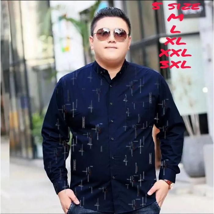 Gambar kemeja sporty pria kemeja fashion casual - Navy Blue, L dari Kopi 7 Huruf undefined Tokopedia