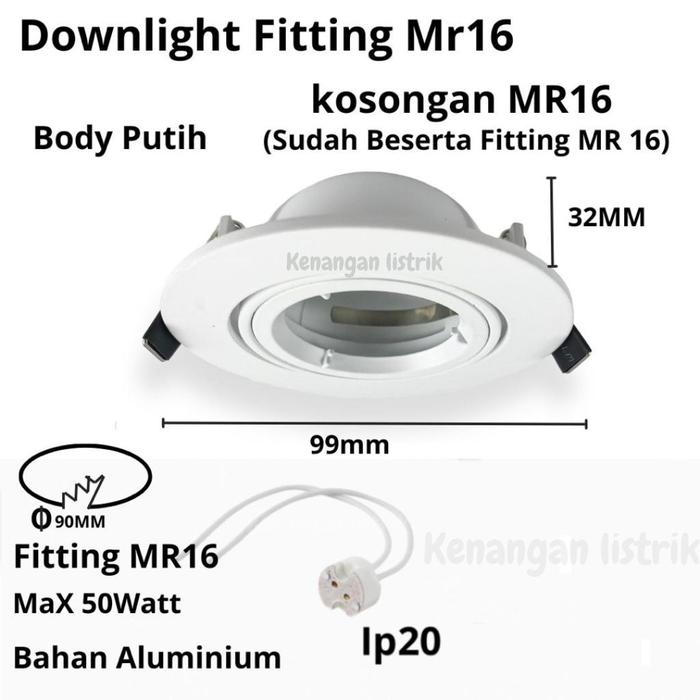 Gambar Lampu Downlight Halogen MR16 - PUTIH KOSONGAN dari Kenangan Listrik undefined Tokopedia