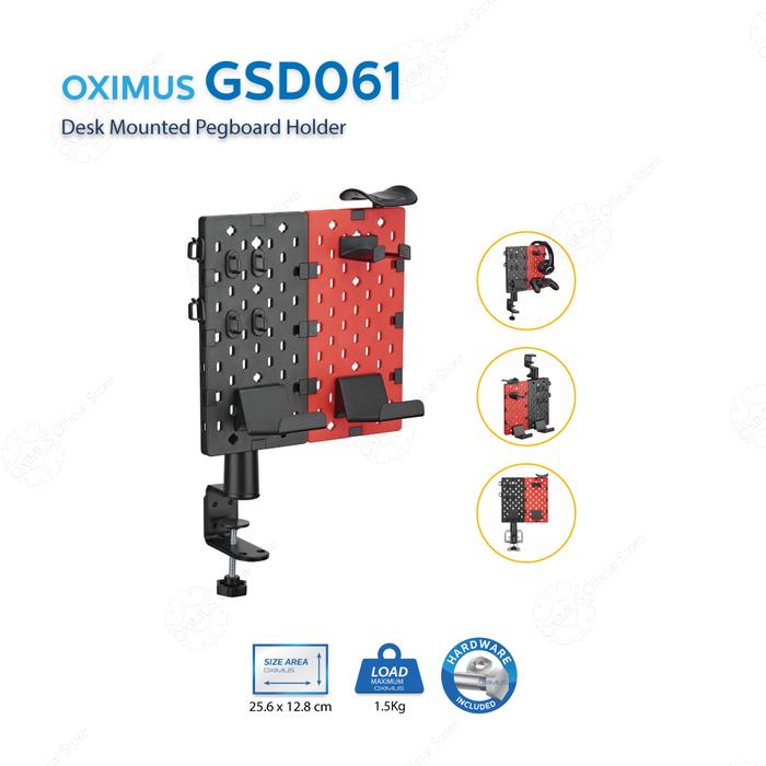 Gambar Rak Papan Jepit Pegboard Holder Hanger Deskmount Gaming OXIMUS GSD061 - Black - Red, Seller dari Oximus Indonesia undefined Tokopedia