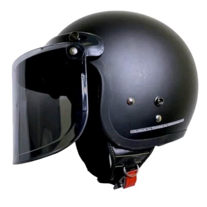 Gambar HELM BOGO CG HELM CEWEK WANITA PRIA HELM RETRO HELM COWOK HELM SNI - Hitam Doff, Pakai Pet saja dari LIORY HELM undefined Tokopedia