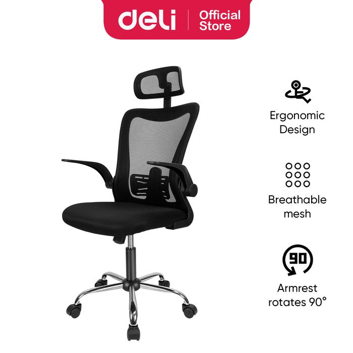 Gambar Deli Office Chair Kursi Kantor Ketinggian Bisa Diatur E4925 E4926 - Hitam dari Deli Office Automative undefined Tokopedia