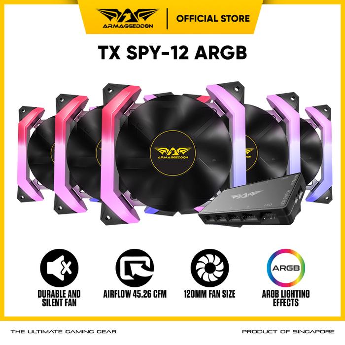 Gambar Armaggeddon Tessaraxx SPY Series ARGB Fan | Support Aura Sync : ASUS / Gigabyte / MSI / SILENT FAN Black Laptop - 5 FAN + TX COM, Size 14cm dari Armaggeddon Indonesia undefined Tokopedia