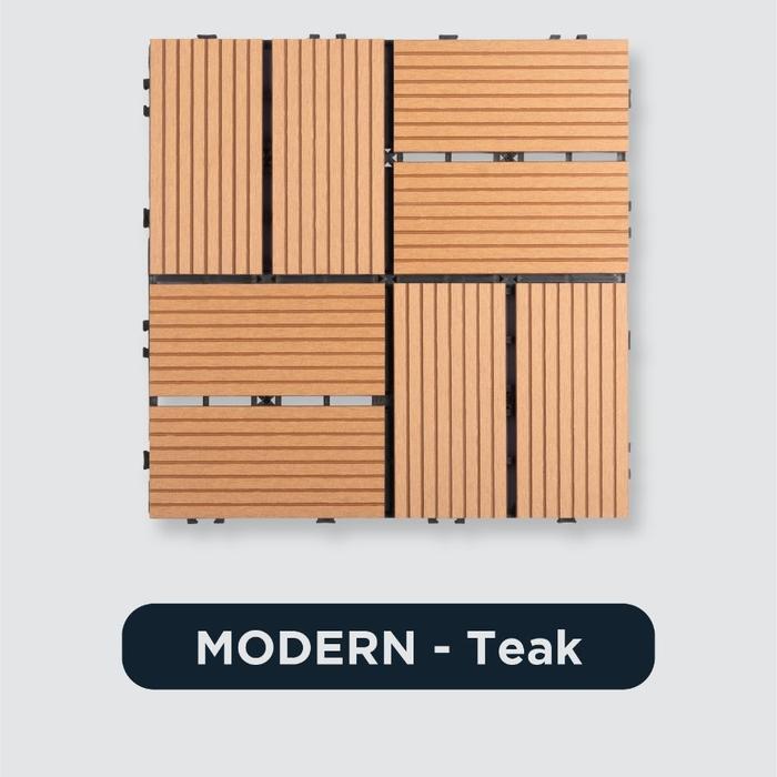 Gambar DECKING TILE MARVEL OUTDOOR INDOOR WPC LANTAI TAMAN - MODERN TEAK dari Vinyl house undefined Tokopedia