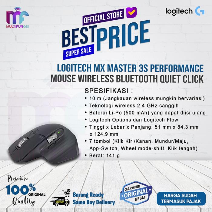 Gambar Logitech MX Master 3S Performance Mouse Wireless Bluetooth Quiet Click - GRAPHITE dari Multifungsi Online undefined Tokopedia