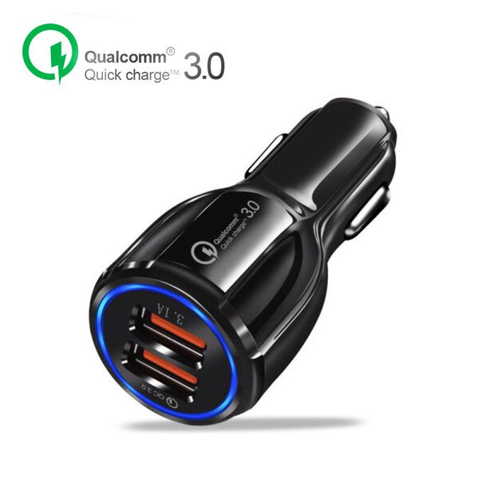 Gambar Car Charger Colokan Mobil 2 Ports QC3.0 3.1A Qualcomm Black White - Hitam dari Josca Homestore undefined Tokopedia