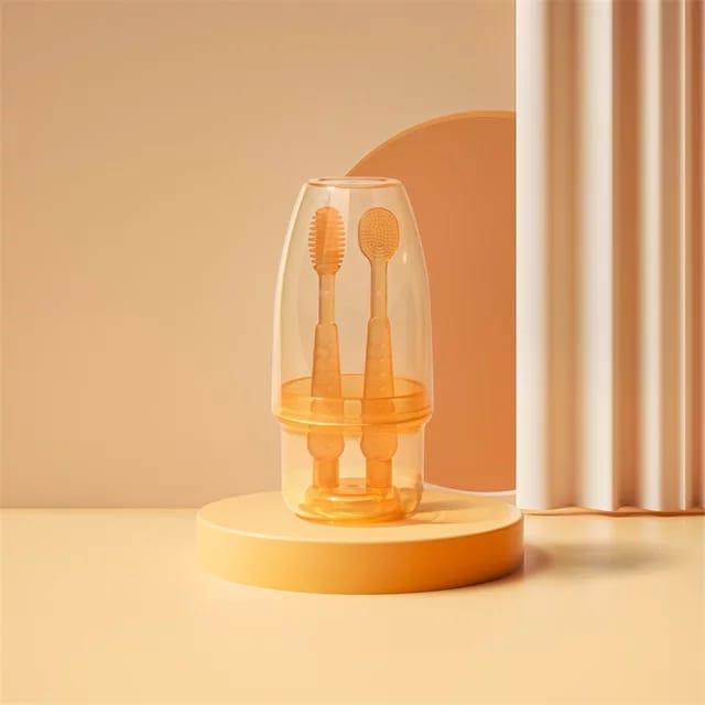 Gambar Sikat Gigi Lidah Bayi Anak Silikon 3in1 Baby Toothbrush Silicone isi 3 - 3in1 Coklat dari Go ASI Baby Shop undefined Tokopedia