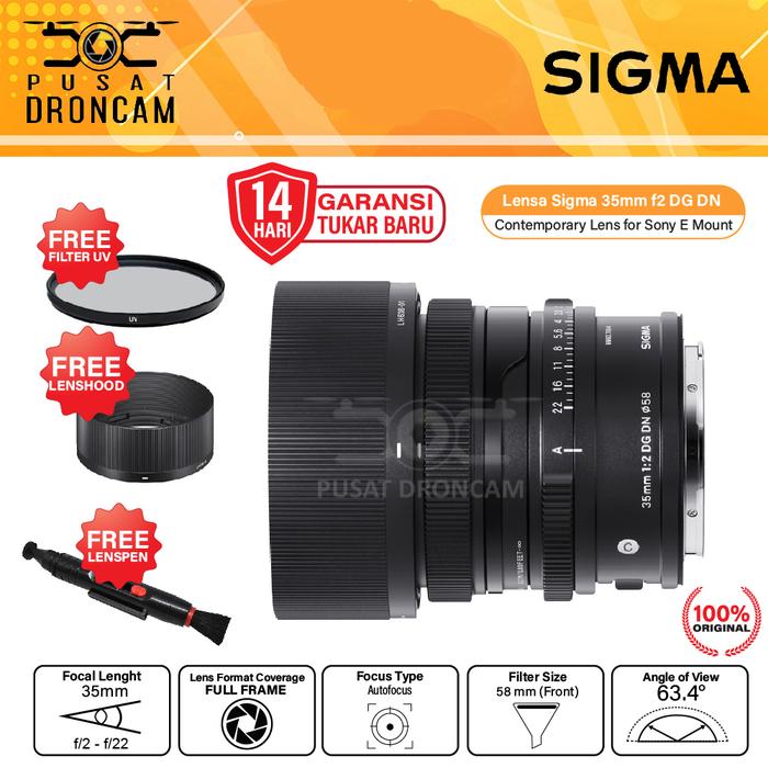 Promo Lensa Sigma 35mm f2 DG DN Contemporary Lens for Sony E Mount - Main Image