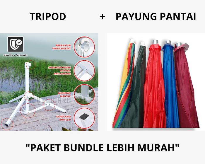 Gambar SALE Payung Tenda 48 inch Jualan Kaki Lima Jumbo Payung Pantai 230 cm - Payung + Tripod dari Lasika Offical Store undefined Tokopedia