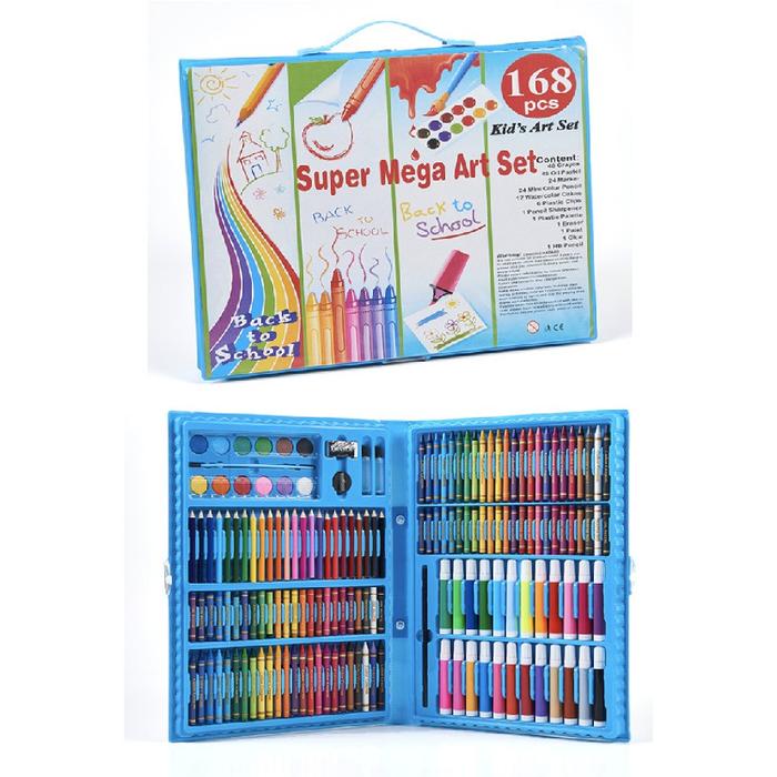 Gambar ALAT MEWARNAI ANAK, PERLENGKAPAN MEWARNAI ANAK CRAYON SET ANAK 168PCS - BLUE dari hellolens.co undefined 5 Tokopedia