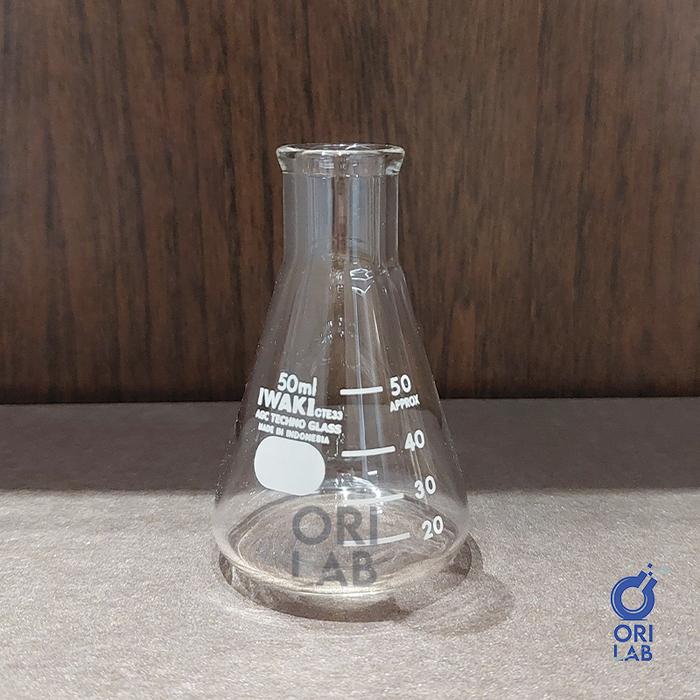 Gambar IWAKI Erlenmeyer Flask / Tabung Labu Kerucut / Laboratory Triangle - 50mL dari Ori Lab undefined Tokopedia