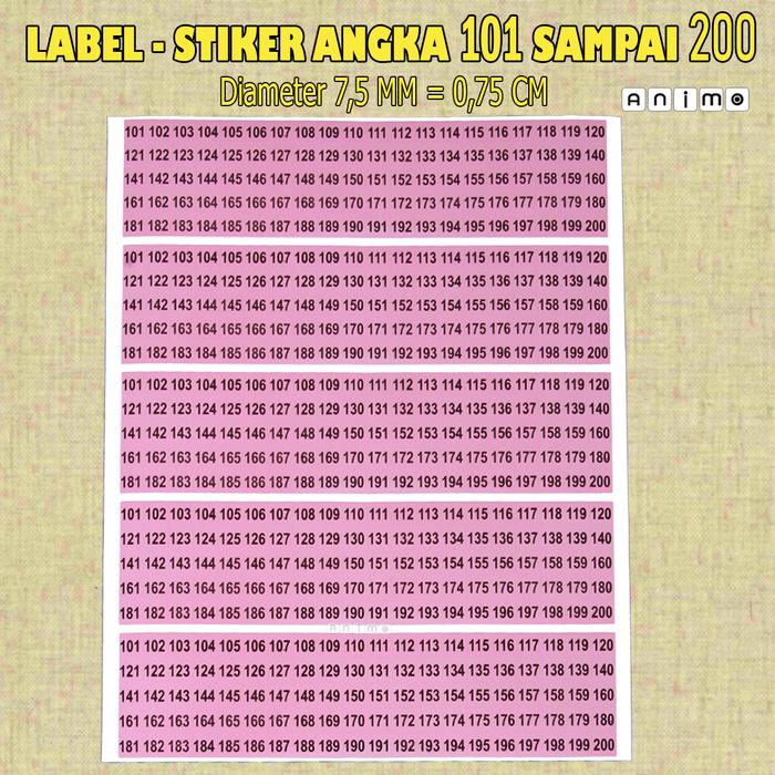 Gambar LABEL / STIKER ANGKA WARNA - STICKER NUMBERING 101 SAMPAI 200 - Merah Muda dari ANIMO LABEL undefined Tokopedia
