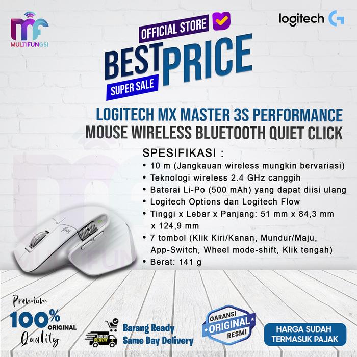 Gambar Logitech MX Master 3S Performance Mouse Wireless Bluetooth Quiet Click - PALE GREY dari Multifungsi Online undefined Tokopedia