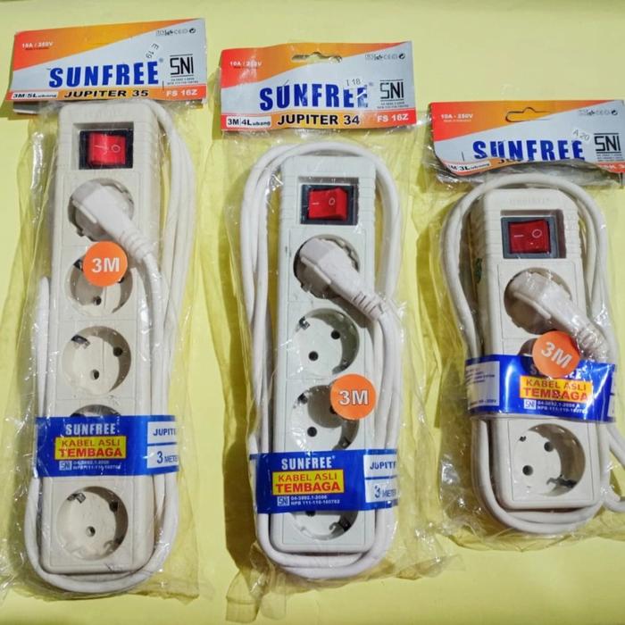 Gambar Stop Kontak Arde 3/4/5 Lubang 3M 5M Sunfree Kabel Olor Listrik - 3 METER SUNFREE, 2 LUBANG dari Jupaja999 undefined Tokopedia