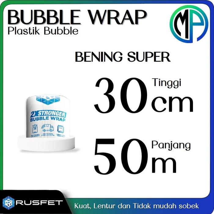 Gambar Plastik Bubble Wrap Roll 50m Bening Super Tebal Bubblewrap Rusfet - 30cm dari MasterPacking undefined Tokopedia