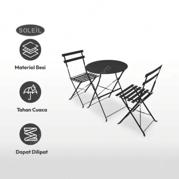 Gambar Set Kursi & Meja Teras Lipat Soleil Lucio Bistro - Hitam dari LonnieJaya undefined 5 Tokopedia