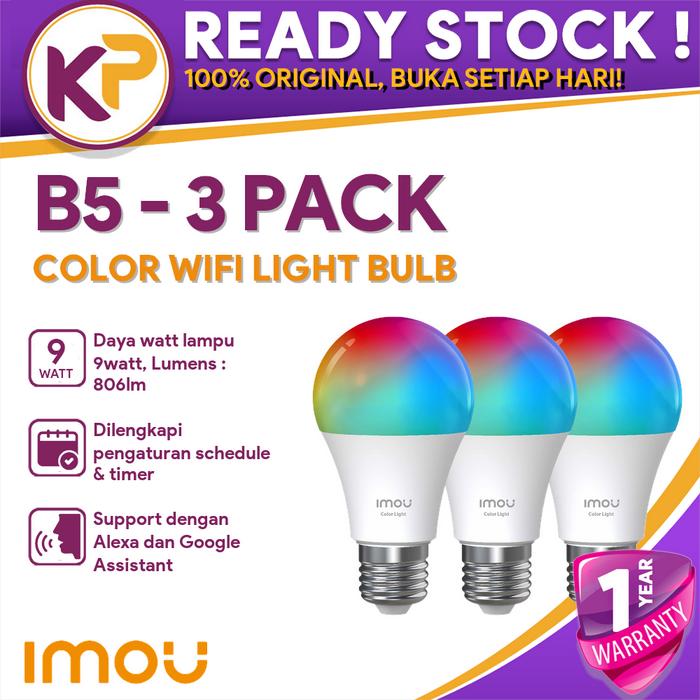 Gambar IMOU B5 CL1B-5 9W 3 PACK WIFI SMART COLOR LIGHT BULB BOHLAM LAMPU dari KAMERAPENGINTAI undefined Tokopedia