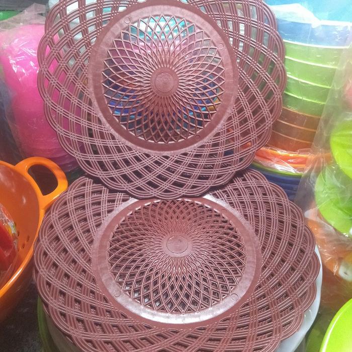Gambar Piring plastik rotan tebal isi 1lsn 12pcs Model dalam/tidak ceper - 6 pcs dari PERABOT HANIF undefined Tokopedia